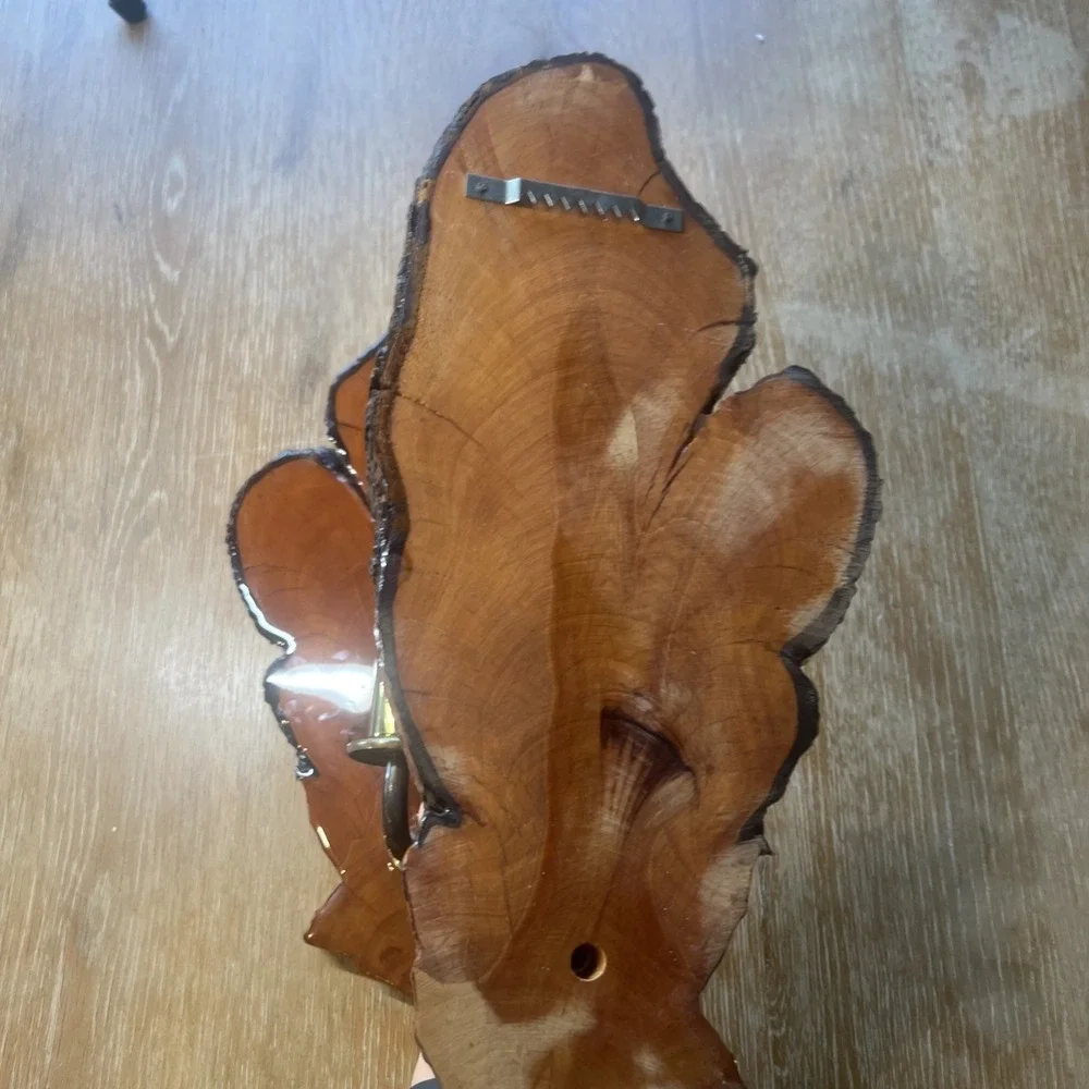 Vintage Rustic‎ Live Edge Wood Slab Epoxy Candle Holder MCM Pair Cabin